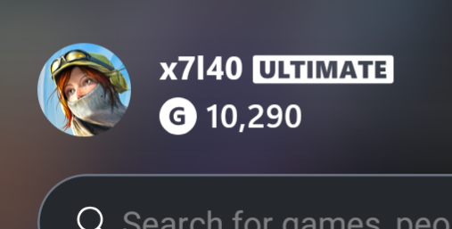 my xbox profile with game pass ultimate flair and gamescore count