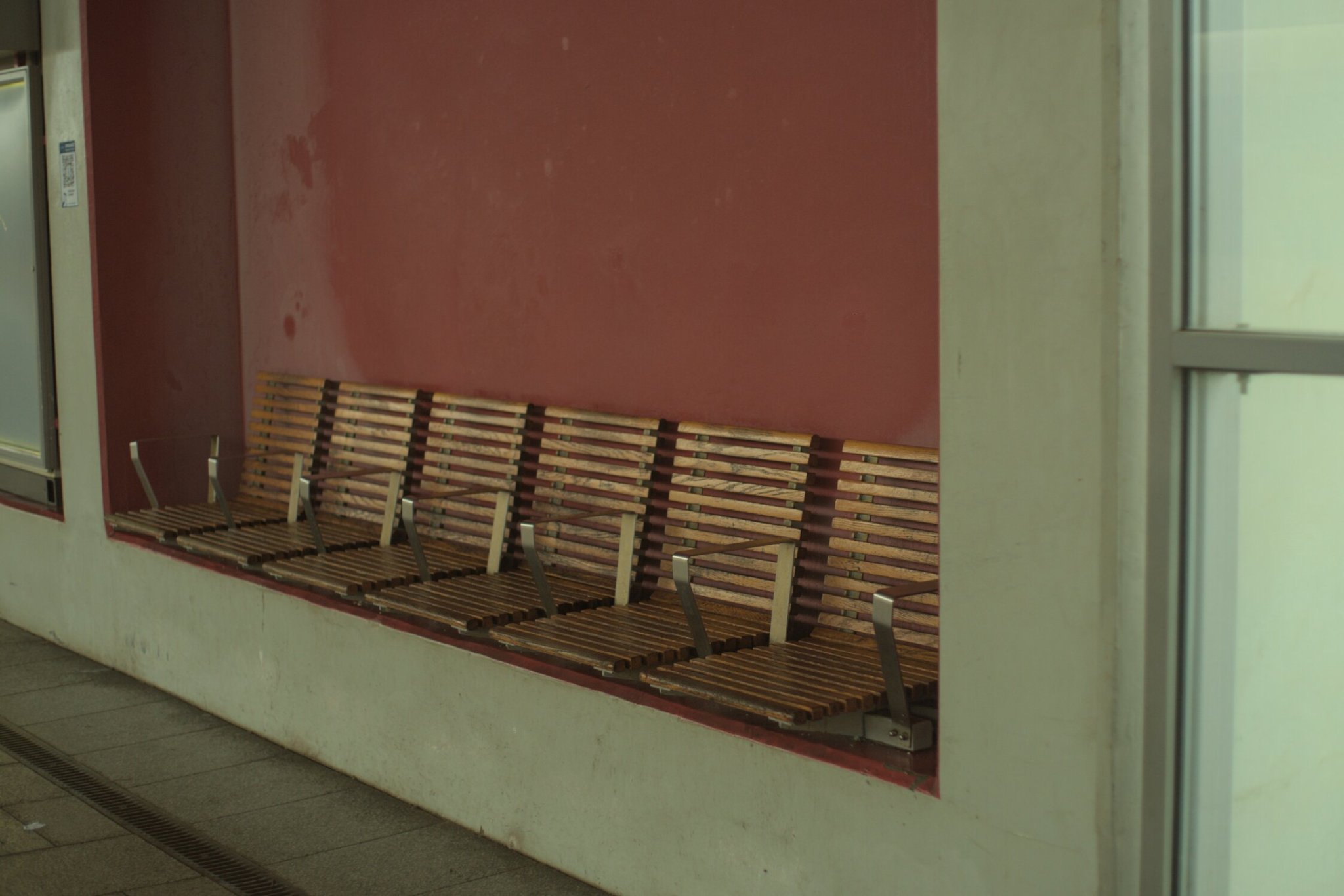some benches, for waiting as the next transit option is due to arrive