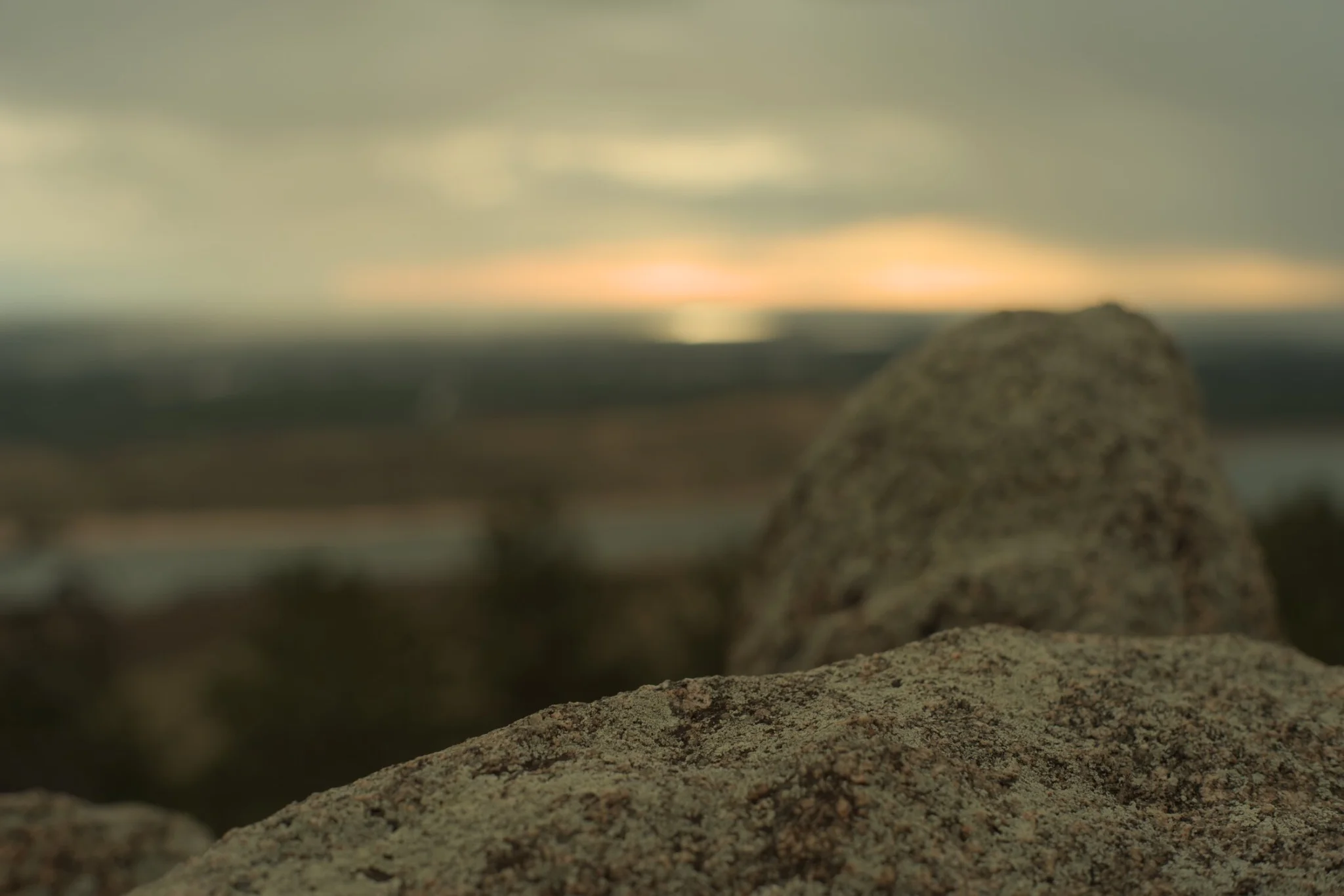 a rock, sitting very close to us, so close that our focus is taken from the beautiful valley beyond... the rock is also beautiful, covered in various mosses