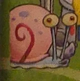 gary with both eyes looking in different directions and mouth that goes 👄