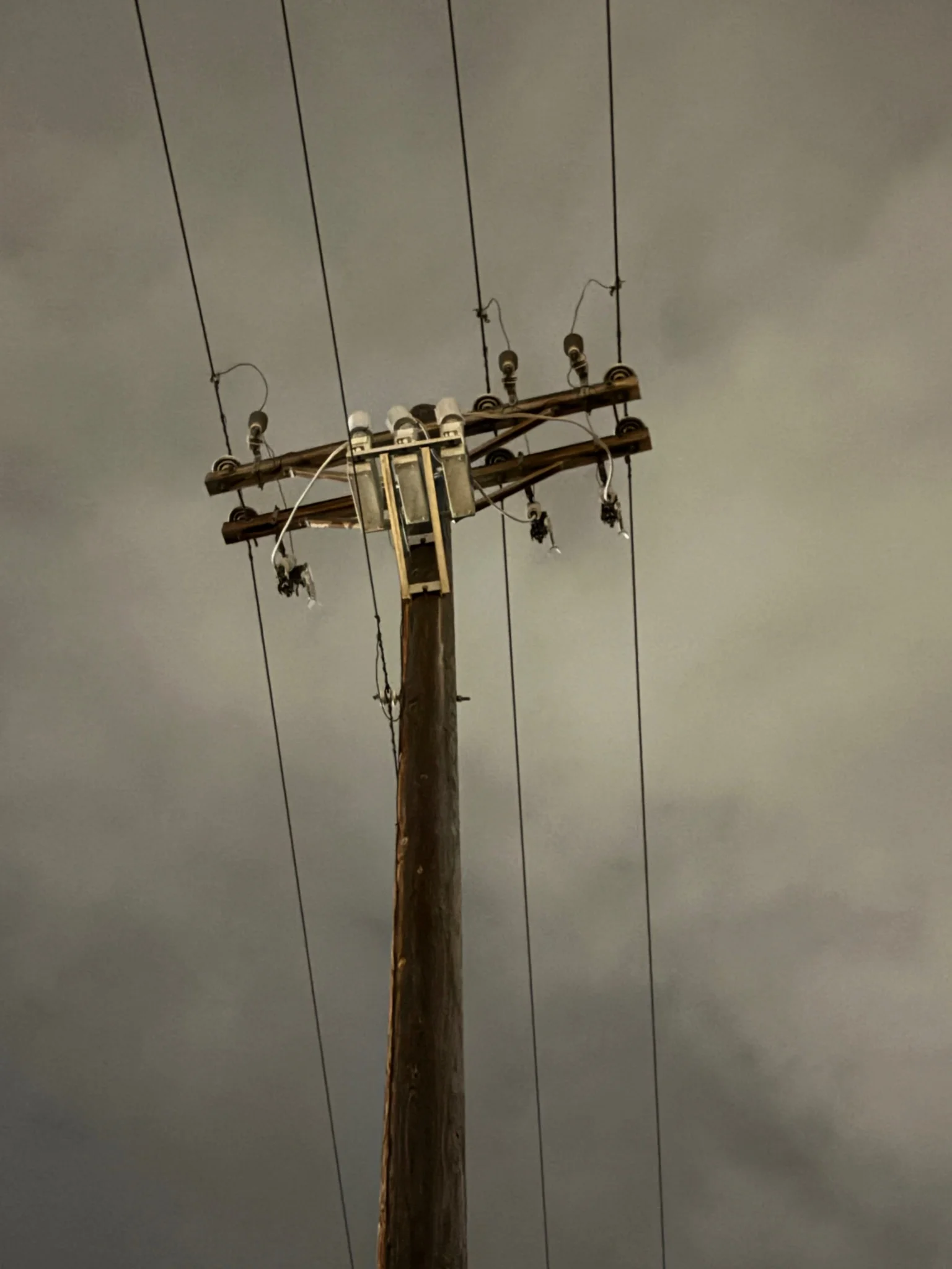 a power pole, the transformer on it was humming quite loudly
long exposure made this photo look really rather strange, almost like dual exposure