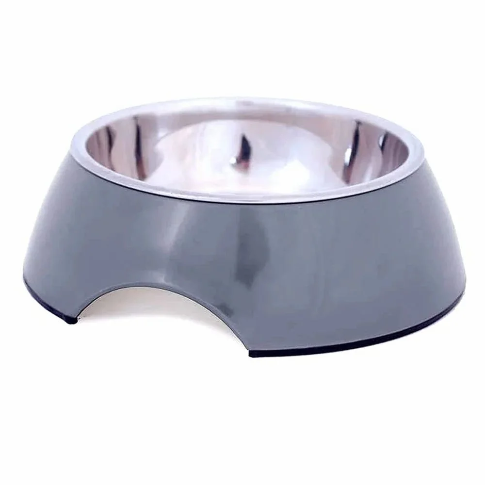 pet food bowl with notch cut out as a handle