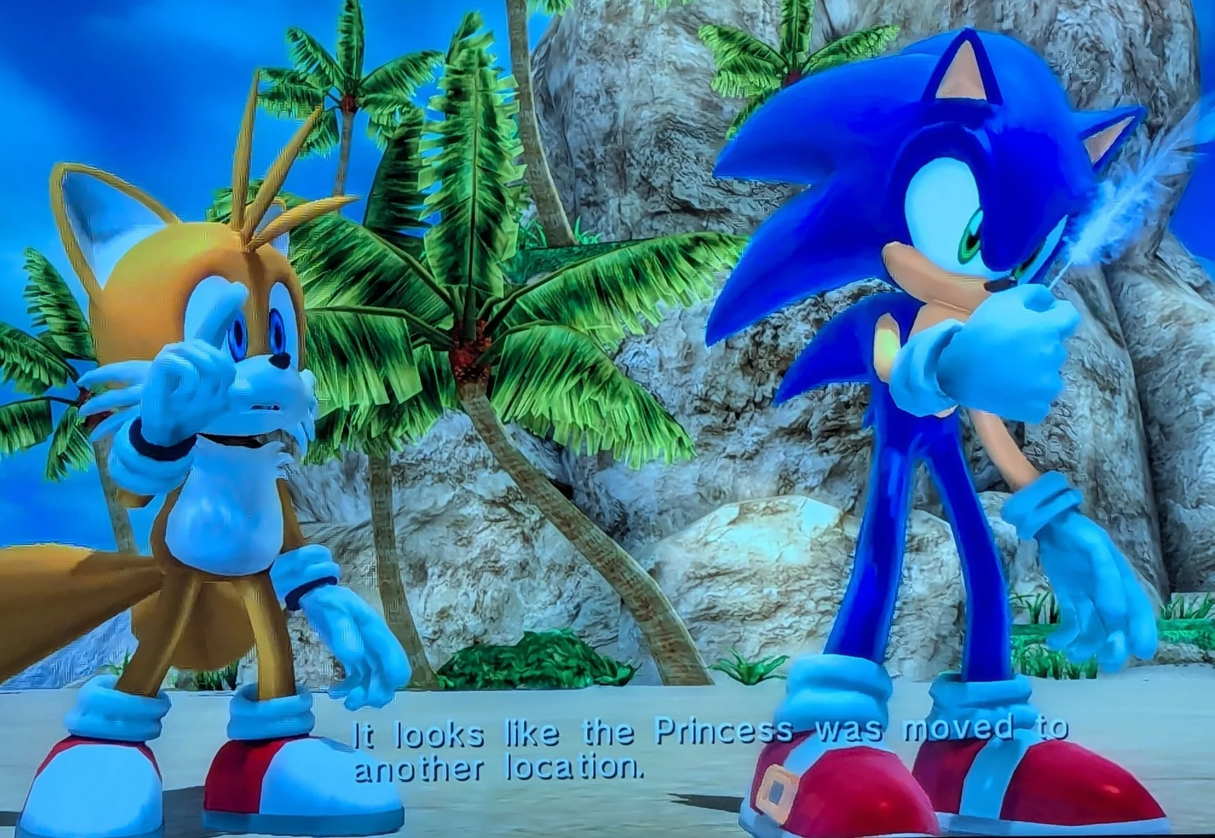 tails saying "It looks like the Princess was moved to another location"